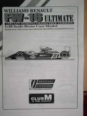 Club-M Scale 1/20 Williams BMW FW16